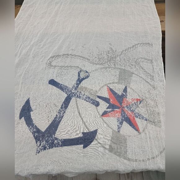 Anchor Nautical Marine Scarf Lightweight White for Women's - 69" x 28" - Picture 4 of 4